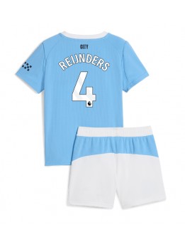 Manchester City Tijjani Reijnders #4 Replika Hemmakläder Barn 2025-26 Kortärmad (+ byxor)